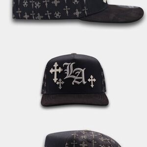 Black and Gray LA Cross Snapback Hat